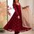 Maroon faux georgette embroidered anarkali set