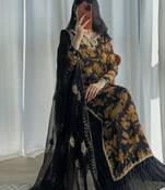Black faux georgette embroidered palazzo set