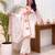 Off-white silk blend embroidered palazzo set