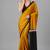 Mustard printed satin saree with blouse