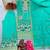 Turquoise silk blend embroidered palazzo set