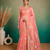 Peach Embroidery Floral Moti Beats Work And Gold Span (Organza) Fabric Saree With Unstitched Blouse 