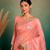 Peach Embroidery Floral Moti Beats Work And Gold Span (Organza) Fabric Saree With Unstitched Blouse 