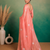 Peach Embroidery Floral Moti Beats Work And Gold Span (Organza) Fabric Saree With Unstitched Blouse 