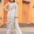 White silk blend embroidered palazzo set