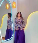 Purple georgette embroidered palazzo set