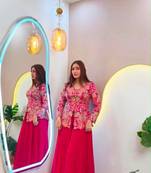 Rani-pink georgette embroidered palazzo set