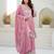 Pink silk blend embroidered palazzo set