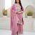 Pink silk blend embroidered palazzo set
