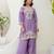 Lavender silk blend embroidered palazzo set