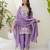 Lavender silk blend embroidered palazzo set