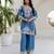 Sky-blue silk blend embroidered palazzo set