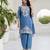 Sky-blue silk blend embroidered palazzo set