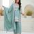 Light-green silk blend embroidered palazzo set