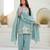 Light-green silk blend embroidered palazzo set
