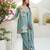 Light-green silk blend embroidered palazzo set