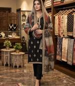 Black chanderi embroidered kurta set