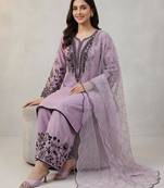 Lavender cotton poly embroidered palazzo set