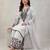 Off-white cotton poly embroidered palazzo set