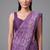 Purple printed satin saree with blouse