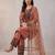 Peach cotton poly embroidered palazzo set