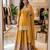 Dark-yellow silk blend embroidered sharara set