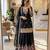 Black silk blend embroidered sharara set