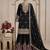 Black silk blend embroidered sharara set