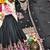 Black silk blend embroidered sharara set