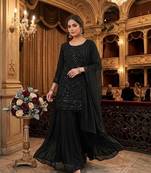Black georgette embroidered palazzo set