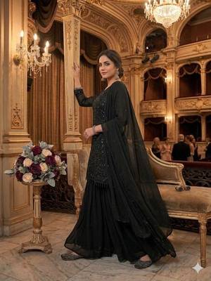 Black georgette embroidered palazzo set 2