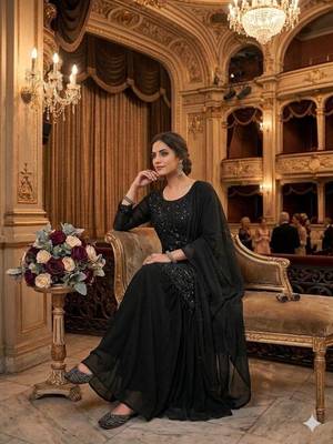 Black georgette embroidered palazzo set 3