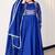 Royal-blue silk blend embroidered flared gown set