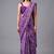 Purple printed satin saree with blouse