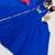 Royal-blue silk blend embroidered flared gown set
