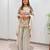 Off-white faux georgette embroidered palazzo set