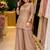 Beige silk blend embroidered palazzo set