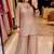 Beige silk blend embroidered palazzo set