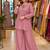 Onion-pink silk blend embroidered palazzo set