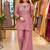 Onion-pink silk blend embroidered palazzo set