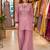 Onion-pink silk blend embroidered palazzo set