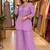 Lavender silk blend embroidered palazzo set