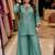 Sea-green silk blend embroidered palazzo set