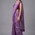 Purple printed satin saree with blouse