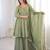Green silk blend embroidered anarkali set