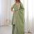 Green silk blend embroidered anarkali set