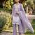 Lavender silk blend embroidered kurta set