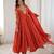 Orange faux georgette embroidered flared gown set