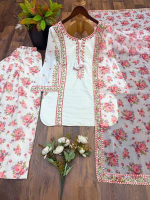 White crepe embroidered farshi salwar set 3