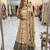 Beige faux georgette embroidered flared gown set